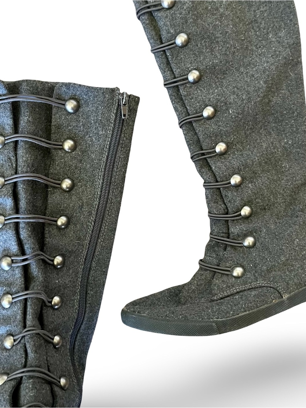 Blowfish Malibu Humvee Grey Flannel Knee High Button Boots Size 7 - Picture 9 of 14